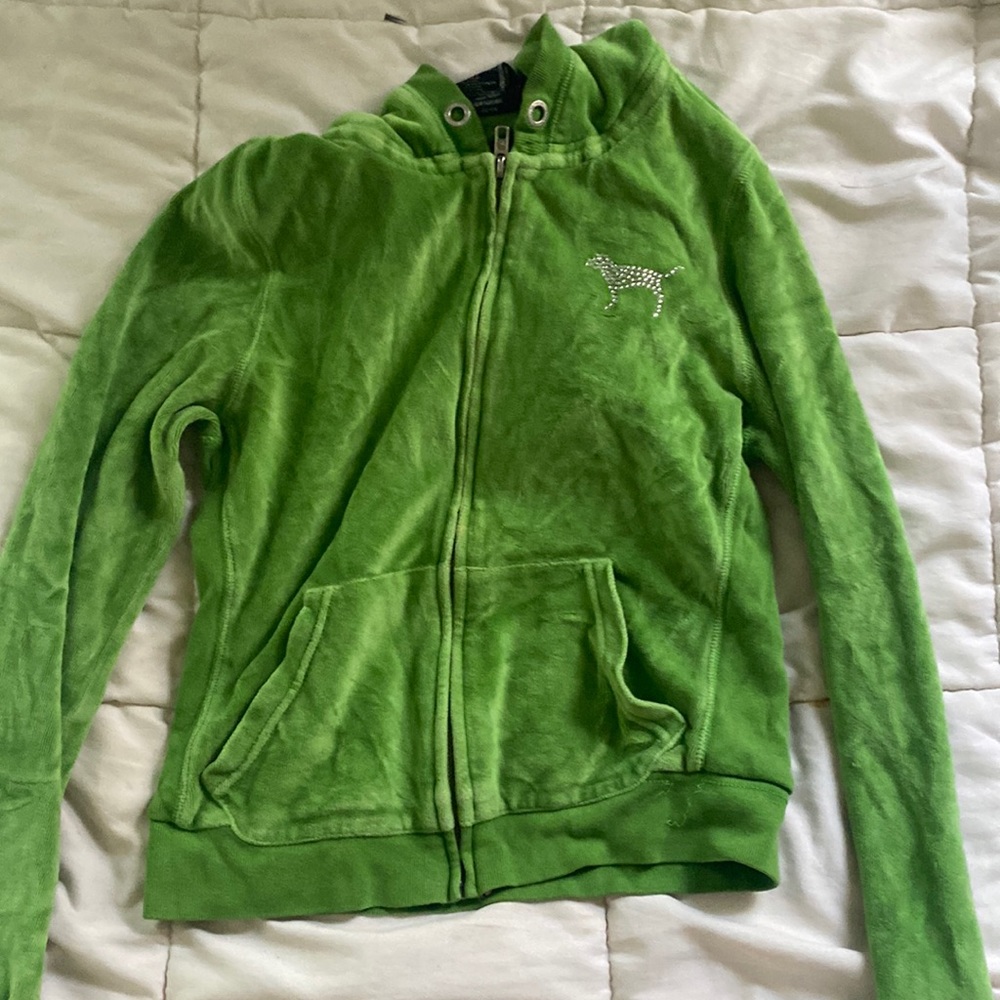 green y2k PINK zip up jacket